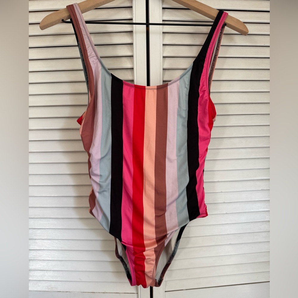 Solid & Striped Low Back Rainbow One Piece